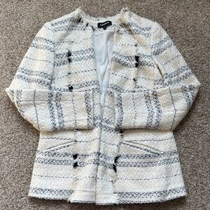 Express Cream and Black Textured Blazer